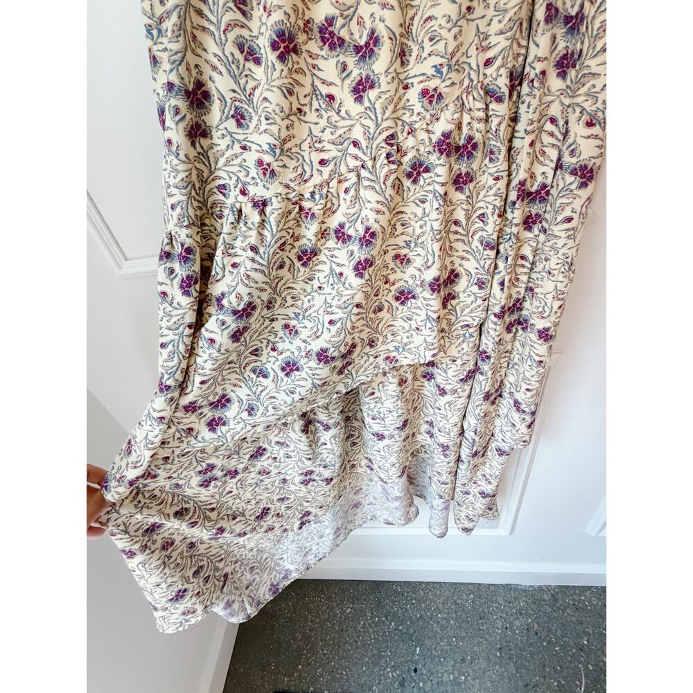 White Ruffled Floral Faux Wrap Dress Size Small - Picture 6 of 9